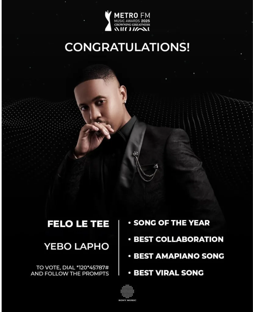 Yebo Lapho nominated 4 times at the Metro FM awards